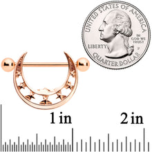 14G 9/16 Rose Gold Tone Man in the Moon Nipple Shield Set