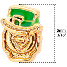 18G 5/16 Green Gold Tone Lucky Leprechaun L Shaped Nose Ring