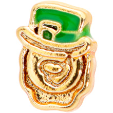 22G 5/16 Green Gold Tone Lucky Leprechaun L Shaped Nose Ring