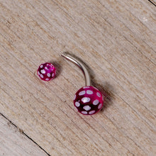 Purple White Polka Dot UV Reactive Acrylic Ball Belly Ring