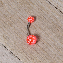 Pink White Polka Dot UV Reactive Acrylic Ball Belly Ring