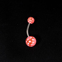 Pink White Polka Dot UV Reactive Acrylic Ball Belly Ring