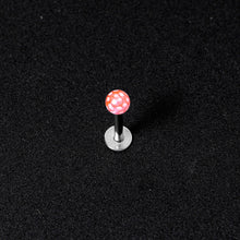 16G 1/4 Pink Polka Dot UV Reactive Acrylic Ball Labret Tragus