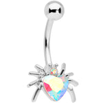 Aurora Gem Halloween Heart Spider Belly Ring