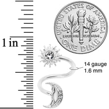 14G 7/16 Clear Gem Moon Spiral Twister Belly Ring
