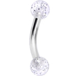 14G 5/16 Clear Speckled Acrylic End Curved Eyebrow Ring