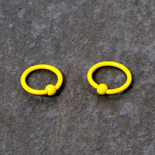 16G 3/8 Yellow Glow in the Dark BCR Captive Ring Set of 2