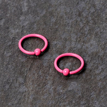 16G 3/8 Pink Glow in the Dark BCR Captive Ring Set of 2