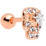 16G 1/4 Clear Gem Rose Gold Tone Star Skull Cartilage Tragus