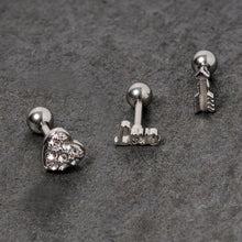 16G 1/4 Clear Gem Valentine Cartilage Tragus Set