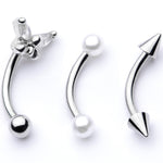 16G 5/16 Clear Gem Butterfly Curved Eyebrow Ring Set of 3