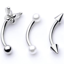 16G 5/16 Clear Gem Butterfly Curved Eyebrow Ring Set of 3