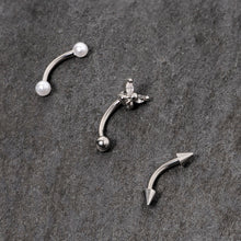 16G 5/16 Clear Gem Butterfly Curved Eyebrow Ring Set of 3