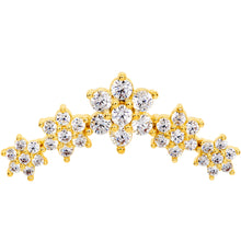 16G 1/4 Clear CZ Gem Gold Tone Floral Internal Thread Labret