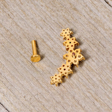 16G 1/4 Clear CZ Gem Gold Tone Floral Internal Thread Labret
