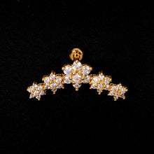 16G 1/4 Clear CZ Gem Gold Tone Floral Internal Thread Labret