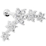 16G 5/16 Clear CZ Gem Floral Internal Thread Labret