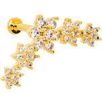 16G 5/16 Clear CZ Gem Gold Tone Floral Internal Thread Labret