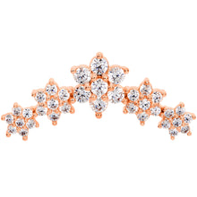 16G 5/16 Clear CZ Rose Gold Tone Floral Internal Thread Labret