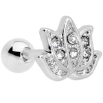 16G 1/4 Clear Gem Lotus Flower Cartilage Tragus Earring