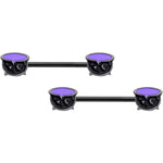 14G 11/16 Black Purple Cauldron Halloween Barbell Nipple Ring Set
