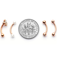 16G 5/16 Clear Gem Rose Gold Tone Curved Eyebrow Ring Set of 4