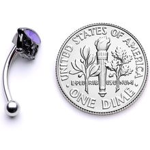 16G 5/16 Black Purple Cauldron Halloween Curved Eyebrow Ring