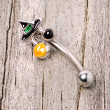 16G 5/16 Black Green Witches Hat Halloween Curved Eyebrow Ring
