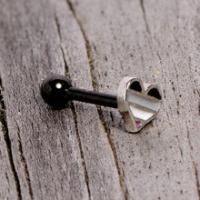 16G 1/4 Black Grey Purple Asexual Pride Heart Cartilage Tragus
