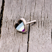 20G 3/8 Black Grey Purple Asexual Pride Heart Nose Bone