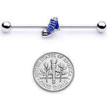 14G Blue High Top Sneaker Industrial Barbell 38mm