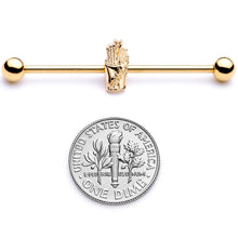 14G Gold Tone Fast Food French Fries Industrial Barbell 38mm
