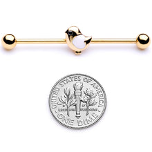14G Black Gem Gold Tone Baby Bird Industrial Barbell 38mm