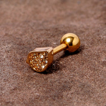 16G 1/4 Clear CZ Gem Gold Tone Swirl Cartilage Tragus Earring