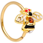 20G 5/16 Clear Yellow Gem Gold Tone Bee Nose Hoop