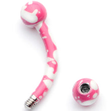 16G 5/16 Pink White Glow in the Dark Curved Eyebrow Ring