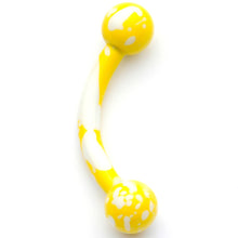 16G 5/16 Yellow White Glow in the Dark Curved Eyebrow Ring