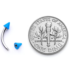 16G 5/16 Blue Cone End Curved Eyebrow Ring