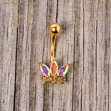 Aurora Gem Gold Tone Crown of Love Belly Ring