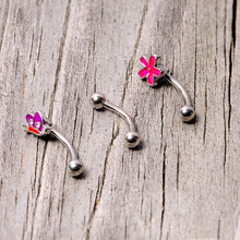 16G 5/16 Clear Gem Purple Butterfly Curved Eyebrow Ring Set of 3