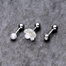 16G 1/4 Clear Gem Flower Cartilage Tragus Set of 3
