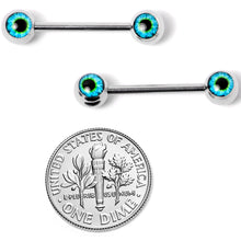 14G 5/8 Haunting Human Blue Eyeball Halloween Nipple Ring Set