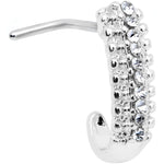 20G 5/16 Clear Gem Texture Faux Hoop L Shaped Nose Ring