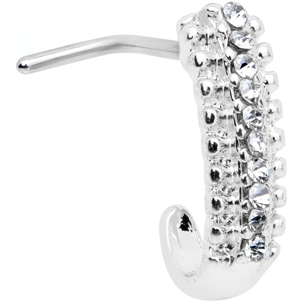 20G 5/16 Clear Gem Texture Faux Hoop L Shaped Nose Ring