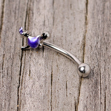 16G 5/16 Blue Spooky Witch Halloween Curved Eyebrow Ring