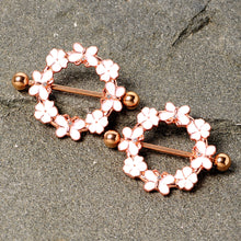 14G 9/16 Clear Gem Gold Tone Pink Butterfly Nipple Shield Set