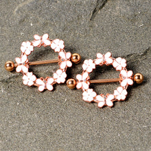 14G 9/16 Clear Gem Gold Tone Pink Butterfly Nipple Shield Set