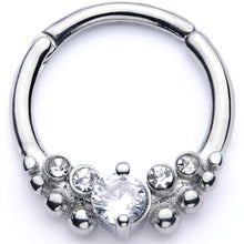 16G 3/8 Clear CZ Gem Classy Circles Hinged Segment Ring