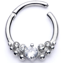 16G 3/8 Clear CZ Gem Classy Circles Hinged Segment Ring