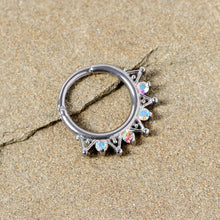 16G 3/8 Aurora CZ Gem Triangles Septum Clicker